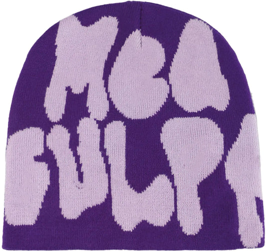 Sindlloger Women Y2k Accessories Y2k Beanie Hat MEA Culpa Beanie Slouchy Beanie Slouchy Beanies for Women Womens Beanie Purple…