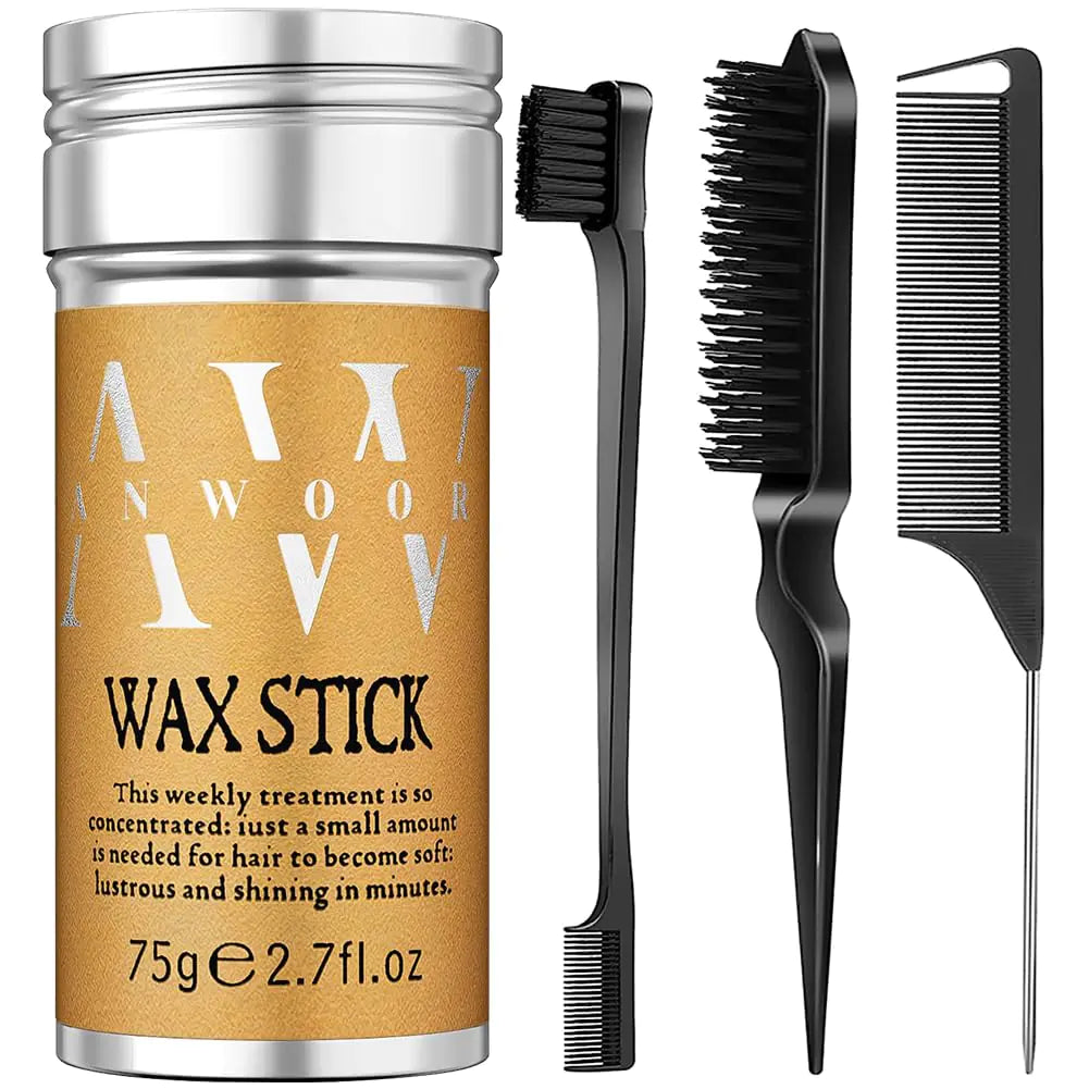 AnWoor Hair Wax Stick, 3PCS - Wax stick for Hair Wigs Edge Control, Hair Wax Stick for Flyaways, Taming Frizz, Hair Styling Slick Stick for Pomade & No-Greasy - 2.7 Oz 2.7 Ounce (Pack of 3)