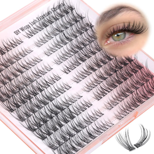 Wispy Lash Clusters Natural Individual Lashes 7-14MM Eyelash Clusters 180Pcs False Eyelashes Cluster Eyelash Extensions Cat Eye Cluster Lashes by Pleell Lash Clusters -17